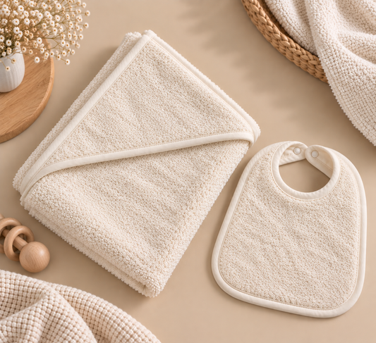 Badcape en Slabbetje Beige
